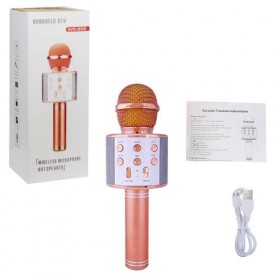Уцінка. Бездротовий мікрофон С 48340 (50) 4 кольори, караоке, bluetooth, USB, колонка, в коробці   Слабкий звук та коли лунає після голосу взагалі не чути