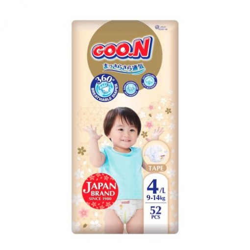 Підгузки Goo.N Premium Soft для дітей (розмір 4(L), 9-14 кг, 52 шт.)