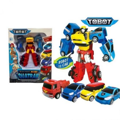 Уцінка. Робот-трансформер Tobot Quatran перетворюється у 4 машинки,у короб. 36*11*28см - деформована упаковка