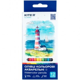 Олівці кольорові акварельні, 12 шт. Kite Classic Олівці кольорові акварельні, 12 шт. Kite Classic