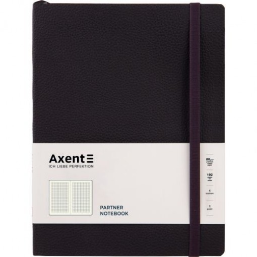 Книга записна Partner Soft L, 190*250, 96 арк, кліт, чорна
