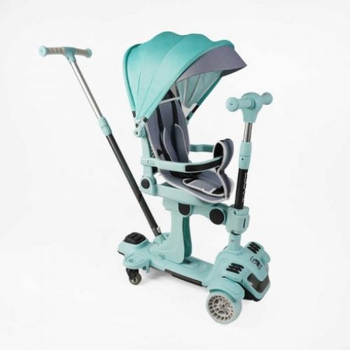 Самокат 5в1 Skyper (4) колеса PU125х40 мм зі світлом, з капюшоном, поворотне сидіння, з ДОП. КОЛЕСАМИ, захисний бампер, в коробці